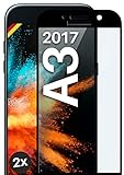 moex Full Screen Schutzglas kompatibel mit Samsung Galaxy A3 (2017) - Schutzfolie randlos, ganzer Bildschirm, Curved 3D Schutzglas Folie, Clear 2X Schwarz