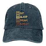 Jopath Eat Sleep Drink Repeat Baseballkappe für Männer und Frauen, verstellbare Passform Snapback-Hut Gr. One size, blau