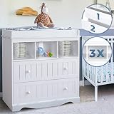 Infantastic® Wickelkommode - inkl. 2 großen Schubladen und 3 Fächer, TxBxH 50x93,5x88 cm, Weiß - Wickelschrank, Wickeltisch Aufsatz, Wickelaufsatz, Baby Möbel Kommode, Wickelregal Org