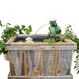 Miniteich Set - Holzkiste mit Aufsatz Teich Becken für Wasserspeier Frosch mit Pumpe und Schwimmkugeln