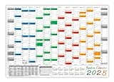 Rainbow Wandkalender/Wandplaner 2025 (gerollt) DIN A0 Format (841 x 1189 mm) 14 Monate, komplette Jahresvorschau Folgejahr und Ferientermine/Feiertage aller Bundesländer