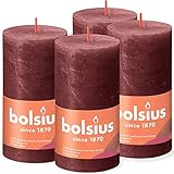 bolsius - Rustik Kerze - Bordeauxrot - 13 cm - 4 Stück - Unparfümierte, 103668790347, Dark Red, 13 x 7 cm