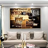 KADING Druck auf Leinwand Whisky Getränke Wandposter und Drucke Moderne Leinwandkunst Gemälde Bar Dekorative Bilder für Wohnkultur 61 x 92 cm (24 x 36 Zoll) Innenrahmen
