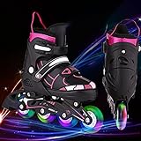Hesyovy Leucht PU Räder Inline-Skates für Kinder, größenverstellbar von 31 bis 42, ideal für Anfänger, komfortable Rollschuhe, Inliner für Mädchen und Jungen