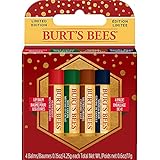 Burt's Bees Saisonales Lippenbalsam-Geschenkset für Weihnachten, im 4er-Pack – Minze-Kakao, Pfefferminze, Vanille und gesalzenes Karamell