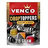 Venco Droptoppers Zacht & Zoet Lakritz-Mix 210g I Mischung mit Lakritz und Fruchtgeschmack I Süße und Weiche mix aus holländische lakritz I Holland Drop Dropjes Weich und Süß