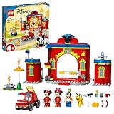 LEGO 10776 Mickey and Friends Mickys Feuerwehrstation und Feuerwehrauto, Micky Maus Spielzeug zum Bauen für Kinder ab 4 Jahre