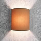 Wandleuchte Loft Stil kaffee-braun Wandlampe mit Stoff Schirm 1x E27 max. 60W Wohnzimmerlampe eckig Schlafzimmer Flur Beleuchtung