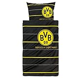 Borussia Dortmund 8254-00-1-01 Bettwäsche Polostreifen linon
