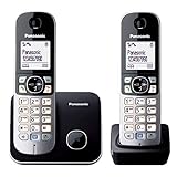 Panasonic KX-TG6812GB DECT Schnurlostelefon DUO ohne Anrufbeantworter (strahlungsarm, Eco-Modus, GAP Telefon, Festnetz, Anrufsperre) schwarz