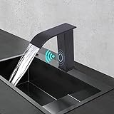 Automatische Infrarot Sensor Wasserhahn, Heißes und Kaltes Wasser Infrarot Sensor Waschtischarmatur, NPT1/2 '' Wasserhahn Bad für Küche, Toilette Automatische Armatur (Schwarz)