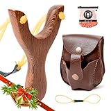 AF-GEAR Steinschleuder, Holz Zwille mit Ersatzgummi, 100 Tonkugeln und Handgefertigtes Leder Tasche, Slingshot Katapult, Steinschleuder Kinder für Outdoor Sp
