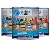 prinzcolor Premium Buntlack Holzfarbe Türenlack Möbellack Weiß 2,25l