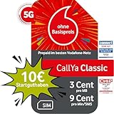 Vodafone Prepaid CallYa Classic | 10 EUR Startguthaben I ohne Vertrag | 5G-Netz | 9 Ct. pro Min/SMS