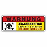 Folien-Zentrum - 2x Warnung Ansaugbereich 13,5 x 5 cm - hochwertiger Aufkleber Auto Tuning - OEM & JDM Auto Sticker - Lustige Aufkleber für Auto - Stickerbomb - Autoaufkleber - Made in Germany (2)