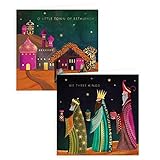 Weihnachtskarten mit 3 Königen und der kleinen Stadt Bethlehem in Box, verschiedene festliche Motive, 24 Karten in 2 traditionellen Designs und Umschlägen