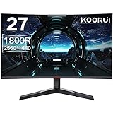 KOORUI Gaming Monitor 27 inches, 1800R Surface Screen 2560X1440 (QHD), 144 Hz 1 ms Mornitor, DCI-P3 85%, Ultra Thin Aperture, Adjustable Tilt, Supports HDMI/DP