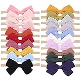 20 Stück Baby Mädchen Nylon Haarschleifen Stirnbänder Leinen Elastische Haarbänder Haar-Accessoires für Kinder Säuglinge Neugeb