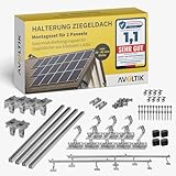 Avoltik Solar Halterung Ziegeldach I Set für 2 PV Module 30-40mm I Solarmodul Halterung Balkonkraftwerk I Solarmodulbefestigungsset für Ziegeldächer aus Edelstahl 1.4301 I PV-Halterung Montag