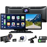 Volam 9.26 Zoll Carplay Display mit 2.5K Dashcam Auto Vorne,1080P Rückfahrkamera, Wireless A-pple Carplay Android Auto, Mirror Link, Navigation, G00gle,Siri, FM,AUX, Loop Recording, 64G SD