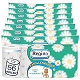 Regina Kamillenpapier 3-lagiges Toilettenpapier | 56 Rollen-Packung (7 x 8 Einzelpackungen) | 150 Blatt pro Rolle | Sanft und zuverlässig | Mit einem Hauch von Kamille | FSC®-zertifiziertes Papier