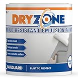 Dryzone Schimmelresistente Emulsionsfarbe 1L Brillant Weiß - beständig gegen Schimmel für 5 Jahre, 10 m² - 12 m² Abdeckung bei hoher Deckkraft