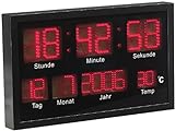 Lunartec LED Wanduhr: Multi-LED-Uhr mit Datum & Temperatur (LED Uhr groß)