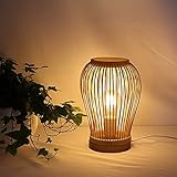 LED Tischlampe Nachtlicht Handgefertigt Rattan Bambus Holz Dekoration Natürliche Bambus Tischlampe E27 Sockel 40 Watt Bar Bibliothek Leselampe