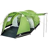 CampFeuer Zelt Super+ für 4 Personen | Grün | Großes Tunnelzelt mit 2 Eingängen und Vordach, 3000 mm Wassersäule | Gruppenzelt, Campingzelt, Familienzelt