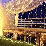 Lichtervorhang 6x3m 600 Leds, Led Lichterketten Vorhang Weihnachtsdeko Innen mit 8 Modi, IP44 für Weihnachten Kinderzimmer, Außen, Party, Hochzeit usw