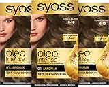 Syoss Oleo Intense Öl-Coloration 6-10 Dunkelblond Stufe 3 (115 ml), dauerhafte Haarfarbe mit pflegendem Öl, Coloration ohne Ammoniak