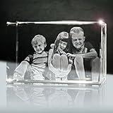Foto im Glas innen (3D) | Quader 90mm | 1 bis 3 Personen oder Tiere zB als Geschenk für Oma und Opa