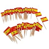 DierCosy Cocktail-Sticks, 100 stücke Mini-Nationalflagge-Zahnstocher, Cocktail-Lebensmittel-Banner, Nationalflagge-Plektren für Pub Home Party Dekorationen (Spanien)