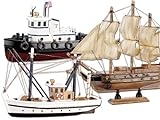 Playtastic Modellbau Schiffe: 3er-Set Schiff-Bausätze Fischkutter, Flaggschiff & Schlepper, aus Holz (Modellbau Schiffe Holz)