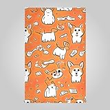 RPLIFE Niedlicher Hund mit Farben von Knochen Geschirrlappen und Handtücher-Set, 71 x 45 cm, saugfähige Küchentücher, niedlich