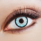 aricona Kontaktlinsen - Türkis blaue Jahreslinsen ohne Stärke - Farbige Manga Cosplay Kontaktlinsen blau ohne Stärke, 2 Stück