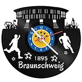 GRAVURZEILE Schallplattenuhr Braunschweig - 100% Vereinsliebe - Upcycling Design Wanduhr aus Vinyl Made in Germany