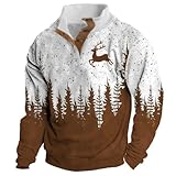 Herren Hoodie Weihnachtspullover Cooler Pullover 3D Lustiger Weihnachtsmotiv Weihnachtsmann Sweatshirt Weihnachten Christmas Motiv Christmas Kapuzenpullover mit Tasche Hoody (Coffee, XXXL)