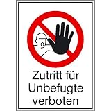 Betriebsausstattung24® Warn-Kombischild „Zutritt für Unbefugte verboten“ | Sicherheitsschild/Warnschild | Betriebssicherheit | Aluminium, 26,2 x 37,1