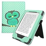 kwmobile Flip Cover kompatibel mit Tolino Page 2 - Hülle mit Handschlaufe Eule Schlaf Türkis Braun Mintgrü