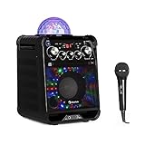 AUNA Rockstar Karaoke Anlage - Karaoke Maschine mit LED-Jellyball, Karaoke Box mit AVC-Funktion, Echo-Effekt, Bluetooth, Gewicht: 3,1 kg, CD, CD-R und CD-RW, robust, schwarz