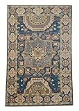 Traditioneller afghanischer Teppich, 125 x 81 cm, handgewebt, leicht zu reinigen, fleckenresistent, Schuppen, Kinderzimmer, Schlafzimmer, afghanischer Kasak, handgeknüpft.