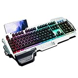 RedThunder K900 Halbmechanisch Gaming Tastatur [Version 2023], QWERTZ DEUTSCH Layout, RGB Beleuchtete Tastatur, Ganzmetallpaneel, 26 Tasten Anti-Ghosting, Tastatur Für PC/Laptop/PS5/Xbox One Gamer