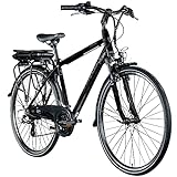 ZÜNDAPP Z802 E Bike Herren Trekking 155-185 cm Fahrrad 21 Gänge, bis 115 km, 28 Zoll Elektrofahrrad mit Beleuchtung und LED Display, Ebike Trekkingrad (schwarz/grau, 48 cm)