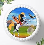 Für den Geburtstag ein Tortenbild, Zuckerbild mit dem Motiv: Yakari, Essbares Foto für Torten, Fondant, Tortenaufleger Ø 20cm, 0518w