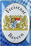 Blechschild 20x30cm gewölbt Freistaat Bayern Wappen blau weiß Geschenk Schild