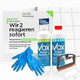 Arvox Pro Fugen + Fliesen Spezialreiniger - Fugenreiniger Bad Fliesen - auch für Silikonfugen - Sanitärreiniger - grout cleaner - Reiniger Starterset - 4-teiliges Set