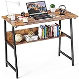 GIKPAL Schreibtisch, Kleiner Schreibtisch mit Bücherregal, Computertisch PC Tisch mit Bücherregal öffnen, Bürotisch Officetisch Arbeitstisch für kleinen Raum, 100x75x50cm