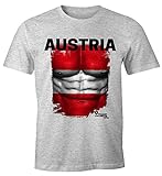MoonWorks EM T-Shirt Herren Fußball Österreich Flagge Austria Fanshirt Waschbrettbauch Fan Shirt grau-Melange L
