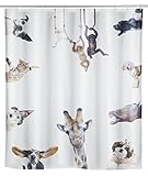 WENKO Duschvorhang Friends - waschbar, wasserabweisend mit 12 Duschvorhangringen, Polyester, 180 x 200 cm